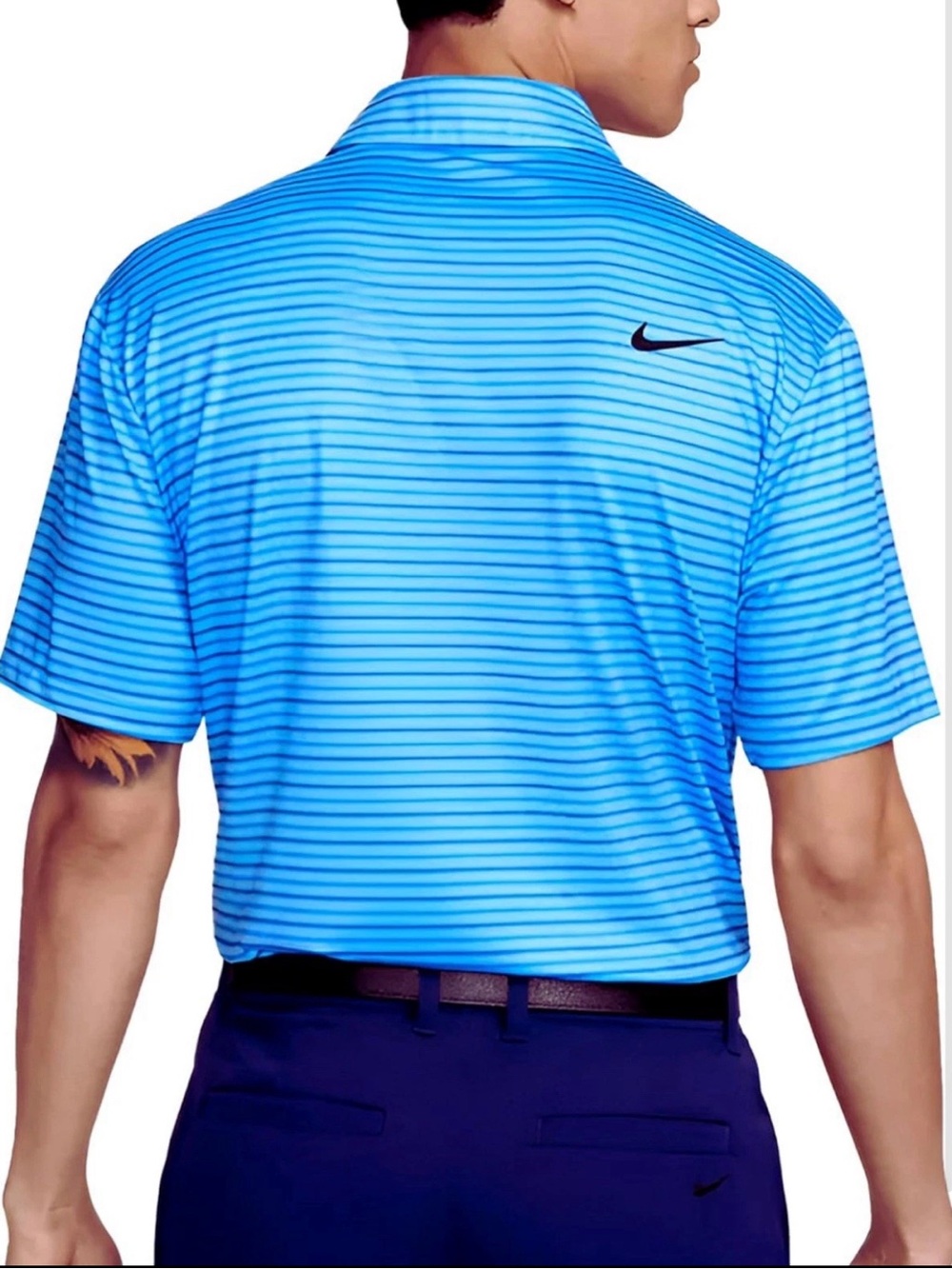 Nike Men's Dri-FIT Tour Golf Polo Blue | Black (Stripes) - Picture 2 of 6